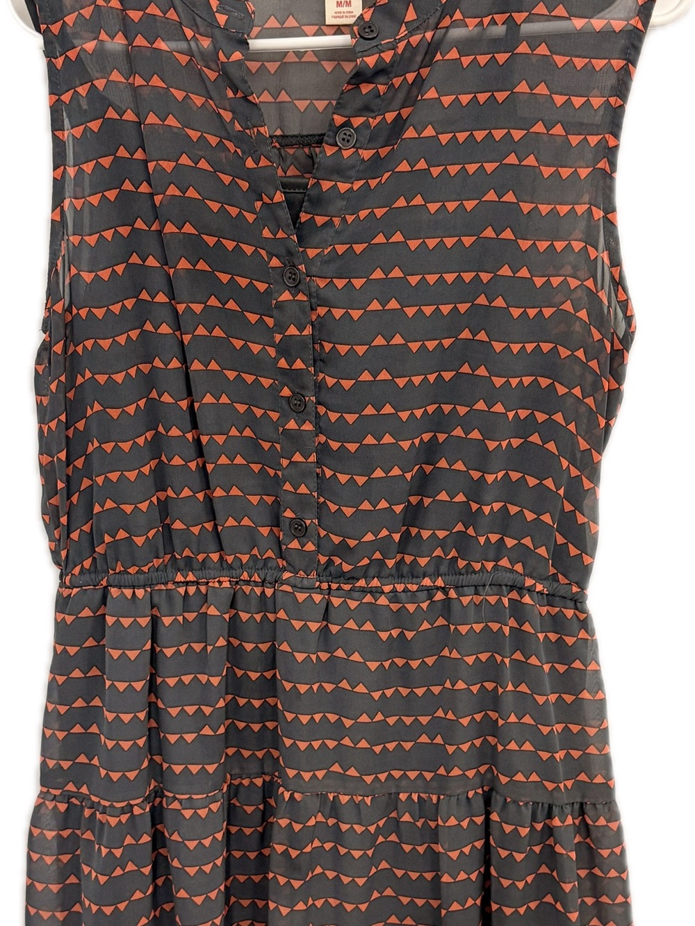 Mossimo Supply Co. Black Sleeveless Tunic with Orange Triangle Stripe Print